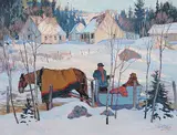 William Hughes Taylor, Sunday Gossip, 1945, oil on wood board