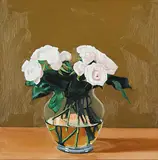Les Thomas, White Roses in a Vase, 1992, oil on canvas