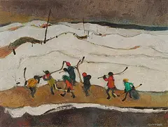 William Arthur Winter, Team, 1980, oil on canvas board