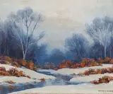 Francis Stilwell Dixon, Untitled - Winter River, oil on wood board