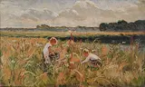 Marie Powell, Untitled - Gathering Flowers, oil on canvas
