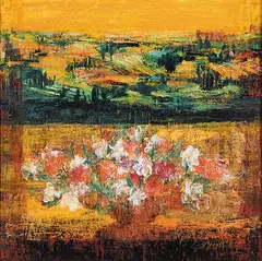 Élène Gamache, Untitled - Tuscan Floral, mixed media on board