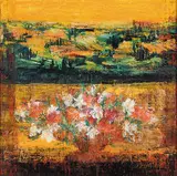 Élène Gamache, Untitled - Tuscan Floral, mixed media on board