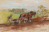 Alice des Clayes, The Ploughman [Eastern Townships], pastel on sand paper