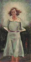 Eva's New Dress by Don Hamm, 2002, oil on wood board, sold Apr 2012