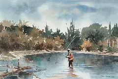 Untitled - Great Fishing by John Henry Herreilers, watercolour on paper, sold Apr 2012