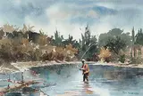 John Henry Herreilers, Untitled - Great Fishing, watercolour on paper