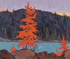 William Parsons, Evening Tamarack, Algoma, 1977, oil on wood board