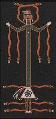 Luthor A. Douglas, God of the Wind - Clothed in Snakes, sandpainting on wood board