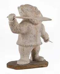 Tommy Ashevak, Untitled - Hunter with Harpoon and Knife, bone carving
