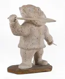 Tommy Ashevak, Untitled - Hunter with Harpoon and Knife, bone carving