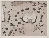 Shuvinai Ashoona, Summer Tent #9/25, 2001, etching and aquatint on paper