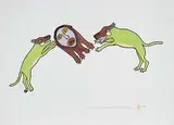 Janet Kigusiuq, A Frightened Spirit #40/50, 1973, colour relief print on paper
