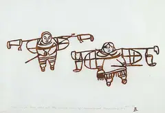 Imoona Karpik, Walking in for Caribou #38/50, 1976, relief print on paper
