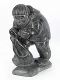 Levi Koom, Untitled - The Great Hunter, grey stone carving