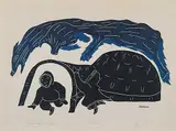 Agnes Nanogak, Thunder #47/50, 1970, colour relief print on paper