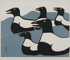Timangiak Petaulassie, Birds in the Arctic Sea #21/50, 1960, colour skin stencil on paper