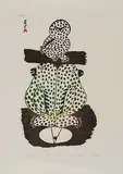 Peter Pitseolak, Owls and Egg #9/50, 1974, colour stonecut on paper