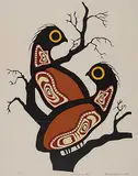 Robert Kakegamic, Grouse on a Tree #3/58, 1979, colour silkscreen on paper
