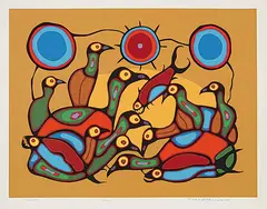 Norval Morrisseau, The Gathering #27/500, colour silkscreen on paper
