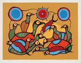 Norval Morrisseau, The Gathering #27/500, colour silkscreen on paper