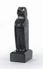 Haida Raven by Glen Pollard, 2007, argillite carving with gold, sold Mar 2012