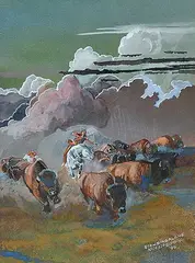 Henry Standing Alone, Buffalo Hunt, 1999, watercolour on paper