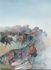 Henry Standing Alone, Buffalo Jump, 1999, watercolour on paper