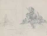 Gerald T. Tailfeathers, Moving Camp, graphite on paper