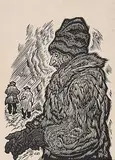 James Agrell Smith, The Man in a Fur Coat #24/50, wood block on paper