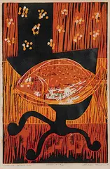Gordon Adaskin, Cooking Braque - Fish #14/14, 1965, colour wood block on paper
