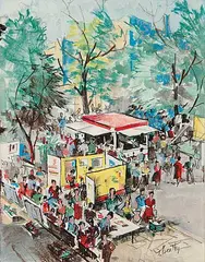 Frank T. Moore Beatty, Old Town Art Fair, Chicago, 1965, watercolour and pastel on paper