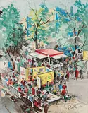 Frank T. Moore Beatty, Old Town Art Fair, Chicago, 1965, watercolour and pastel on paper