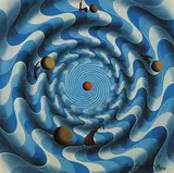Om Atman Bulik, Prema 8; Whirls of Worldliness #23, mixed media on wood board