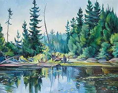 Kenneth Gordon, Summer Morn, Crow River, Algonquin Ont., 1976, oil on canvas