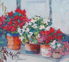 Porch Flowers by Lory Lemco, pastel on paper, sold Nov 2011