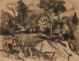 Henri Leopold Masson, Untitled - Hill and Trees with Fence