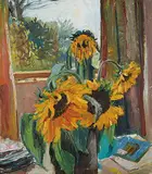 Geoff Ogden, Sunflowers, 1978, oil on canvas