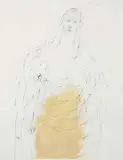 Bruce Pashak, Untitled - Figure Study in Black, Yellow and Blue, 1984, mixed media on paper