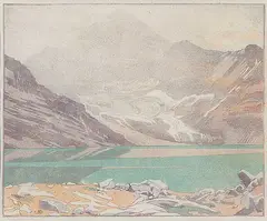 Walter J. Phillips, Lake McArthur, Canadian Rockies, 1931, colour wood block on paper