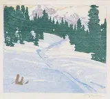 Trail from Skoki by Walter J. Phillips, 1943, colour wood block on paper, sold Nov 2011