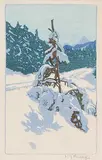 Winter Road by Walter J. Phillips, 1946, colour wood block on paper, sold Nov 2011