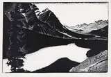 Mistaya Valley [Peyto Lake] by Walter J. Phillips, 1937, wood engraving on paper, sold Nov 2011