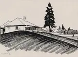 Engineer's House and South Wall by Walter J. Phillips, 1931, wood engraving on paper, sold Nov 2011