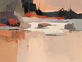 Donald Appelbe Smith, Sunset Silhouette, 1972, acrylic on canvas board