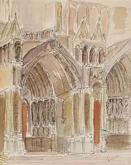 Van Slingerland, Untitled - The Cathedral Entrance, watercolour on paper