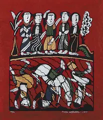 The Egyptians in the Red Sea #24/70 by Sadao Watanabe, 1977, colour wood block on paper, sold Nov 2011