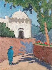 Antoine Bittar, Towards the Mosque, Morocco, 1988, oil on canvas