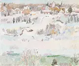 Reta Madeline Cowley, River, Ice and Bank - Saskatoon, 1985, oil on wood board