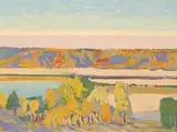 At Fort Qu'Appelle, Sask. by Illingworth Kerr, 1975, oil on wood board, sold Nov 2011